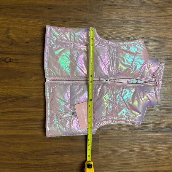 Juicy Couture Iridescent Puffer Vest Size Small NWT Holographic Pink - Picture 4 of 11